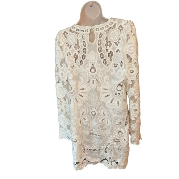 Sea NY Lysa Embroidery long Sleeve Dress Cream - Picture 11 of 17